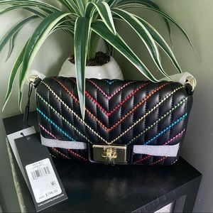 Agyness Rainbow Quilted Leather Shoulder Bag